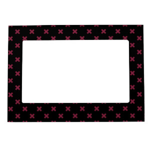 Mulberry cross stitches on black magnetic frame