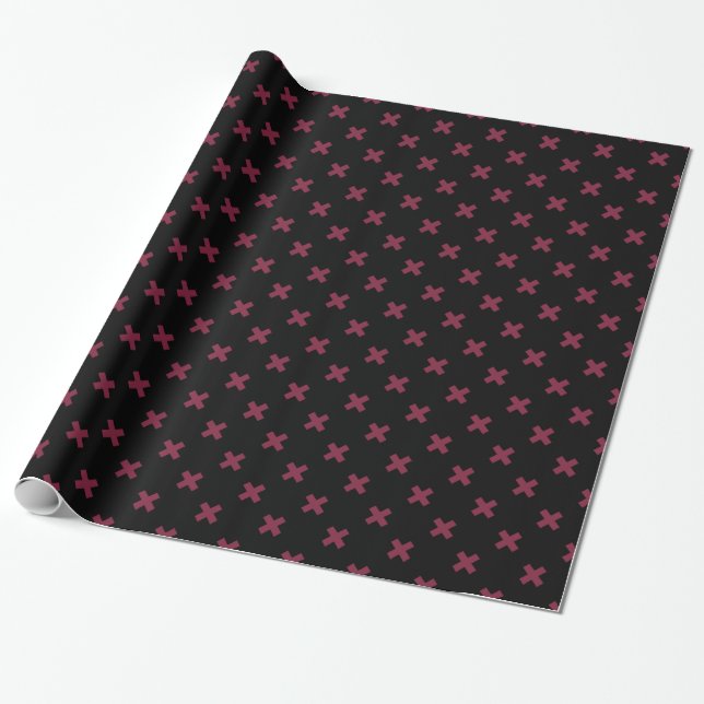 Mulberry cross stitches on black wrapping paper (Unrolled)