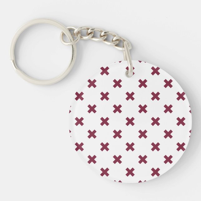 Mulberry cross stitches on white keychain (Front)