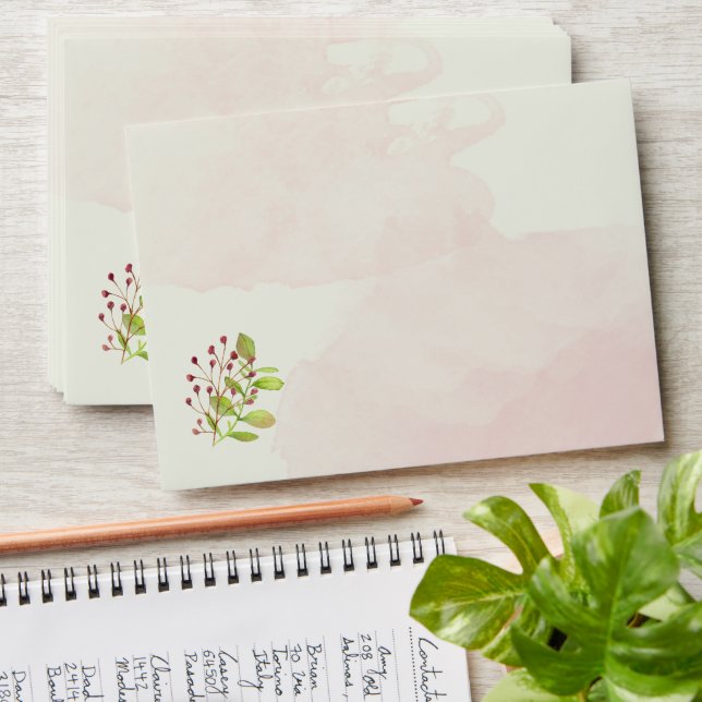 Mulberry Floral Dream Bridal Shower Envelope (Stacked)