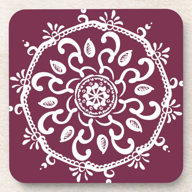 Mulberry Mandala Beverage Coaster (Front)