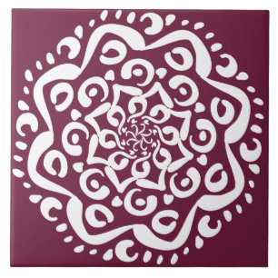 Mulberry Mandala Ceramic Tile