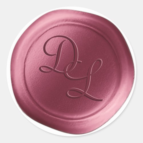 Mulberry Mauve 2 Letter Monogram Wax Seal Stickers