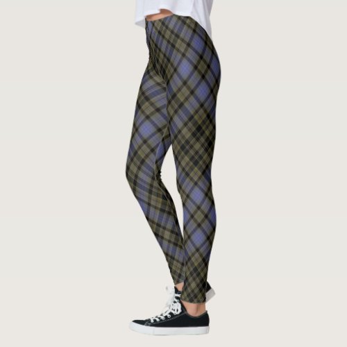 Mulberry Olive Black Large Tartan Plaid Diagonal Leggings