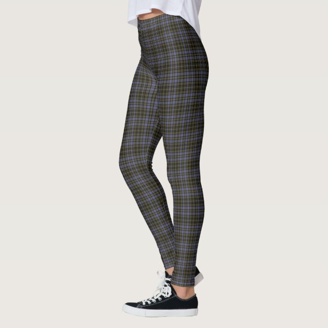 Mulberry Olive Black Small Tartan Plaid  Vertical Leggings (Left)