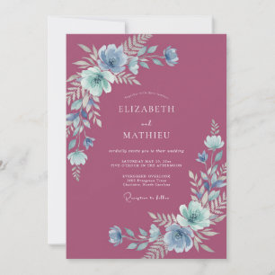 Mulberry Periwinkle Bloom Wedding Invitation