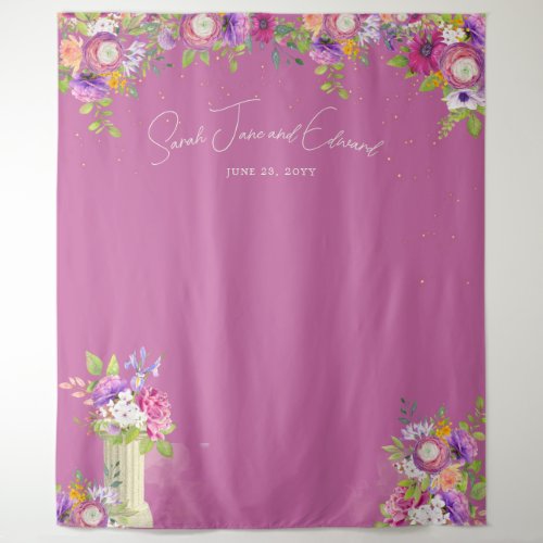 Mulberry Pink Floral Bridal Photo Booth Backdrop