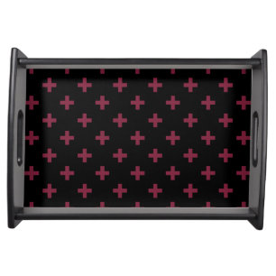 Mulberry polka crosses on black serving tray
