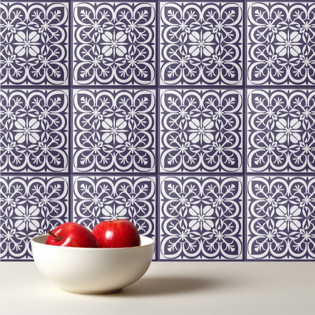 Mulberry Purple pattern Portuguese Mediterranean  Ceramic Tile (Creator Uploaded)