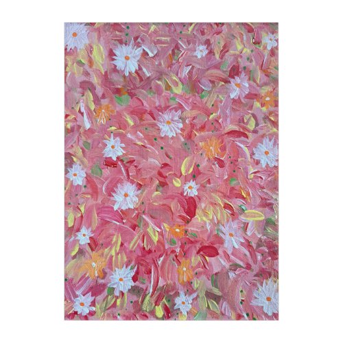 Mulberry Red Floral Acrylic Wall Art