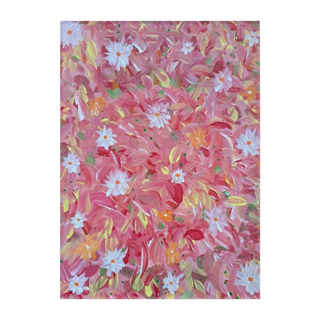 Mulberry Red Floral Acrylic Wall Art (Front)