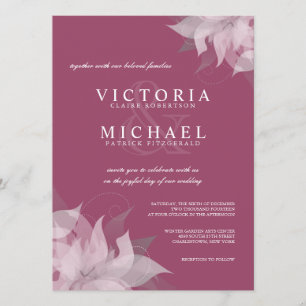 Mulberry Rose and White Floral Wedding Invitations