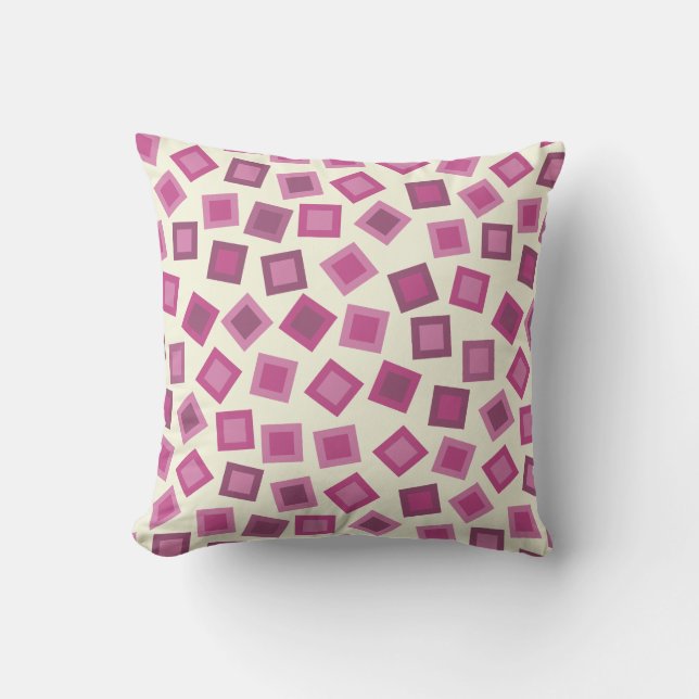 Mulberry Squares Throw Pillow (Front)