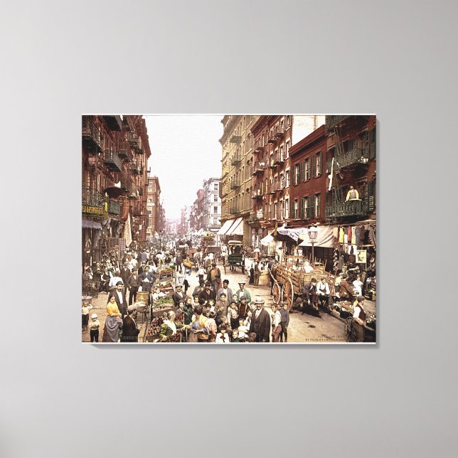 Mulberry Street NYC c. 1900 Color Stretched Canvas (Front)