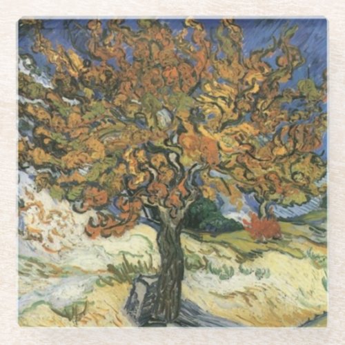 Mulberry Tree by van Gogh Glass Coaster