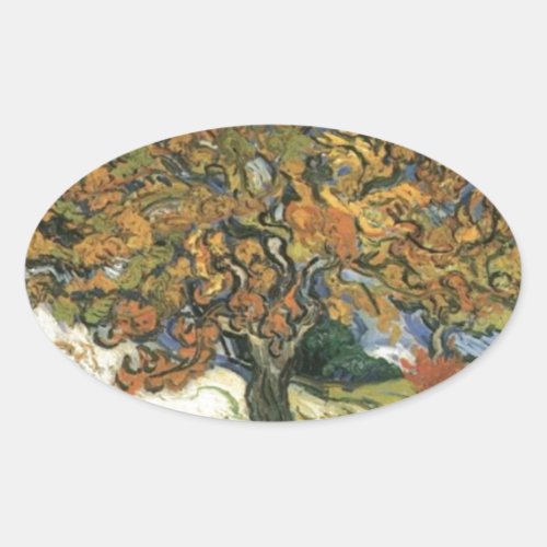 Mulberry Tree by van Gogh Oval Sticker
