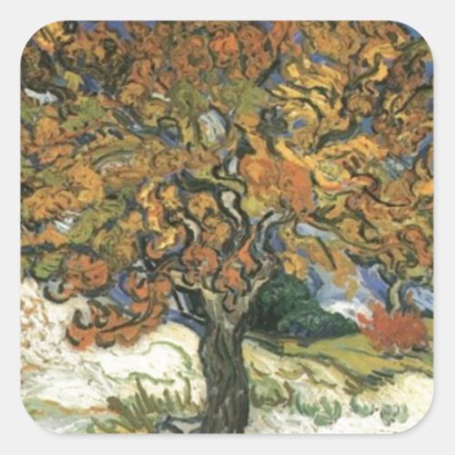 Mulberry Tree by van Gogh Square Sticker