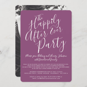 Mulberry white happily ever after wedding party invitation