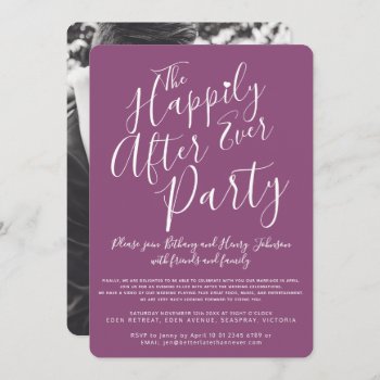 Mulberry White Happily Ever After Wedding Party Invitation by mylittleedenweddings at Zazzle