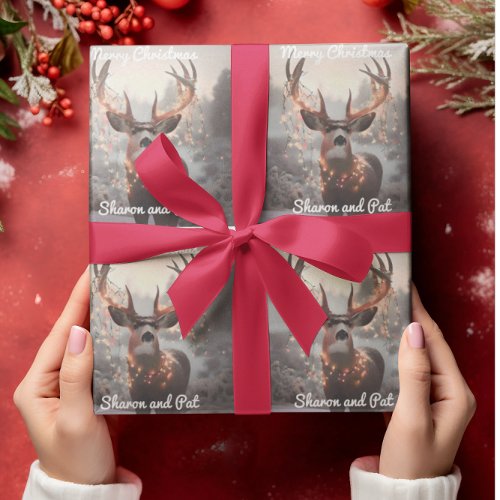 Mule Deer and Christmas Lights Wrapping Paper