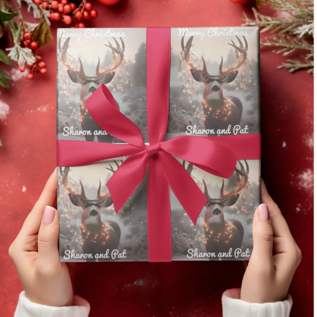 Mule Deer and Christmas Lights Wrapping Paper (Creator Uploaded)