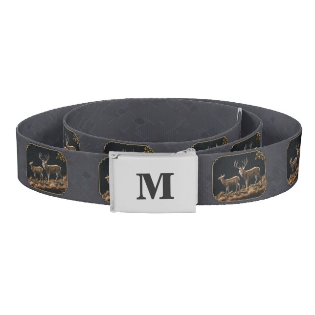 Mule Deer Buck and Doe Gray Custom Belt (Coil)