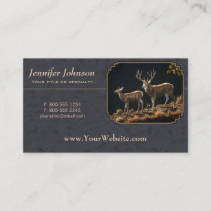 Mule Deer Buck and Doe Gray Custom Business Card