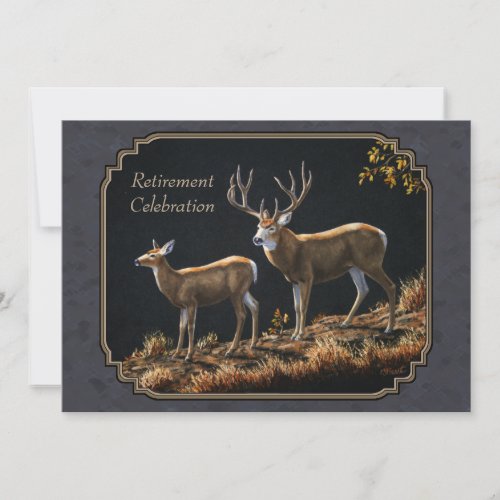 Mule Deer Buck and Doe Gray Custom Invitation