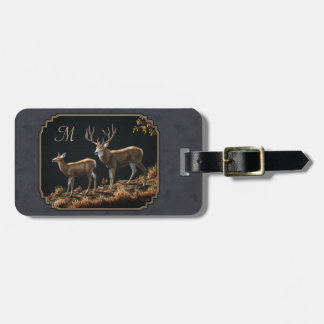 Mule Deer Buck and Doe Gray Custom Luggage Tag
