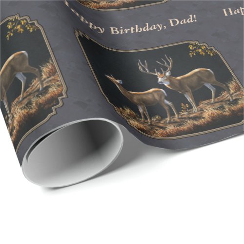 Mule Deer Buck and Doe Gray Custom Wrapping Paper