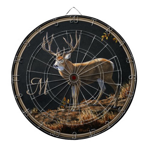 Mule Deer Buck Autumn Trophy Antlers Monogram Dartboard