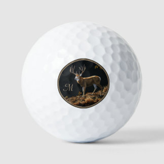 Mule Deer Buck Autumn Trophy Antlers Monogram Golf Golf Balls