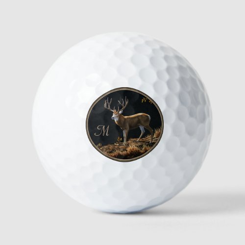 Mule Deer Buck Autumn Trophy Antlers Monogram Golf Golf Balls