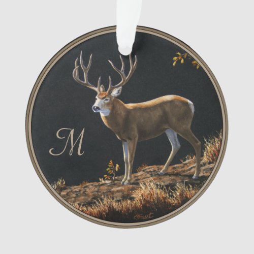 Mule Deer Buck Autumn Trophy Antlers Monogram Ornament