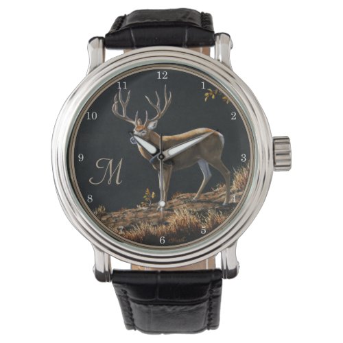 Mule Deer Buck Autumn Trophy Antlers Monogram Watch