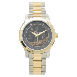 Mule Deer Buck Charcoal Gray Monogram Watch