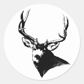 Mule Deer Buck Classic Round Sticker by saltypro at Zazzle