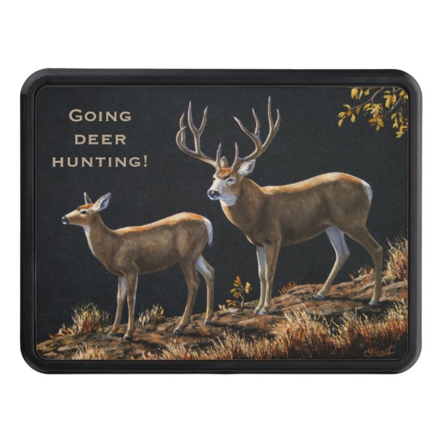 Mule Deer Buck & Doe Hitch Cover (Front)