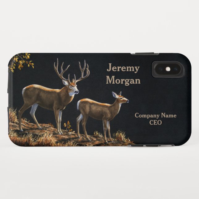 Mule Deer Buck & Doe Personalized Case-Mate iPhone Case (Back (Horizontal))