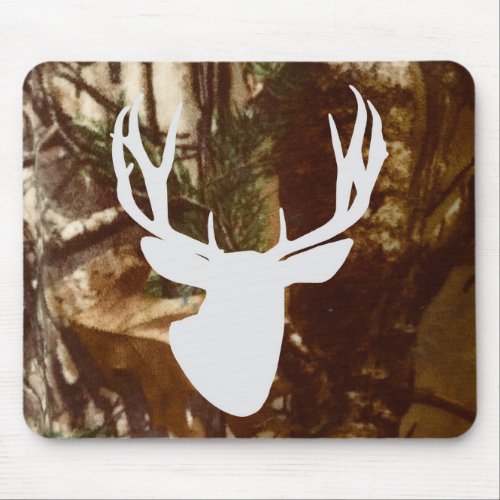 Mule Deer Buck Front View on Camo Mouse Pad