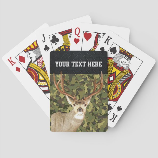 Mule Deer Camo Hunting Antlers Buck Custom Poker Cards (Back)