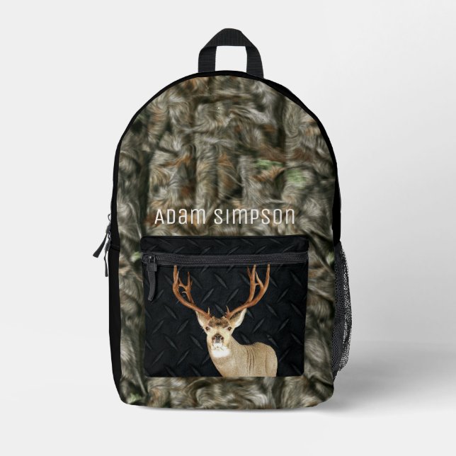 Mule Deer Camouflage Hunting Cool Antlers Printed Backpack (Front)