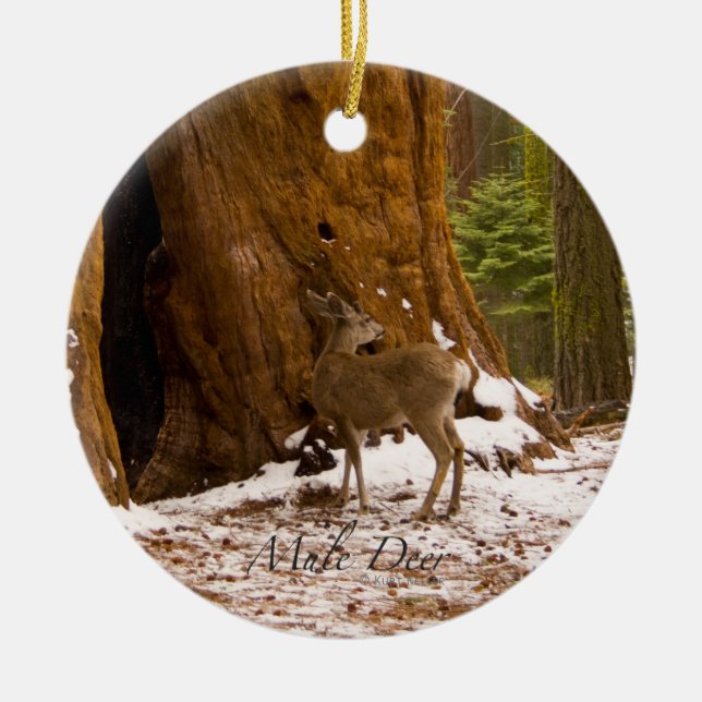 Mule Deer Ceramic Ornament (Front)