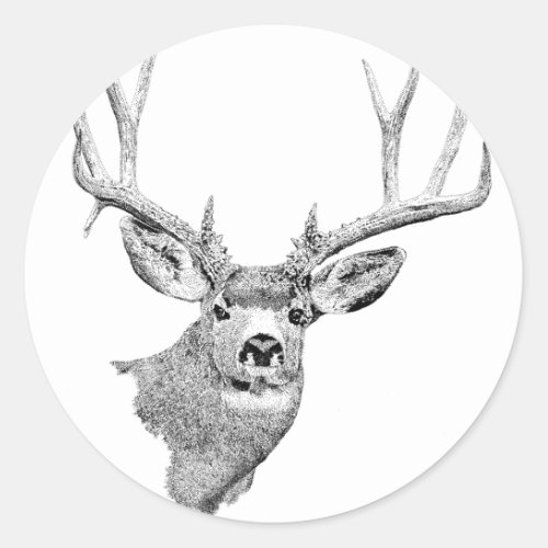 Mule Deer Classic Round Sticker
