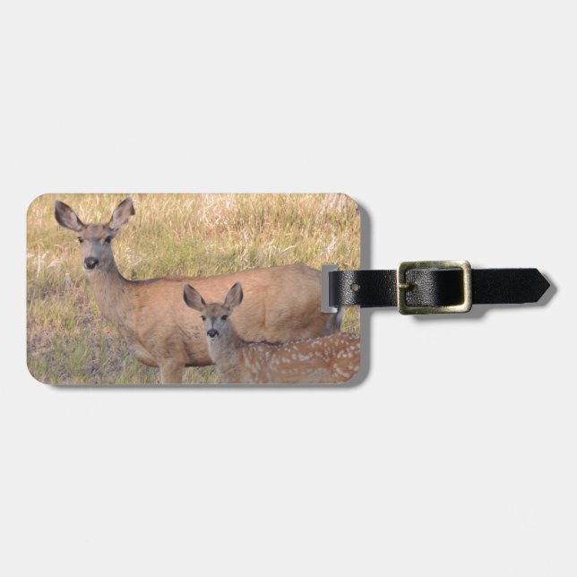 Mule Deer Doe and Fawn Luggage Tag (Front Horizontal)