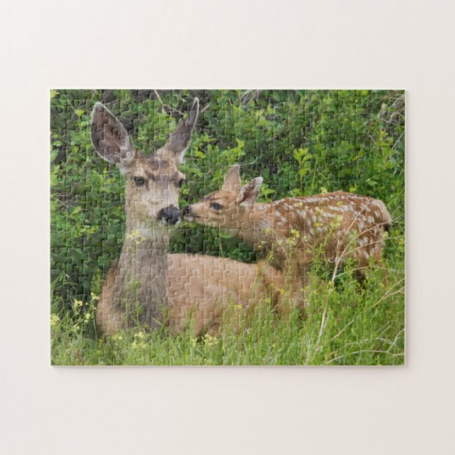 Mule Deer Doe with Fawn Jigsaw Puzzle (Horizontal)