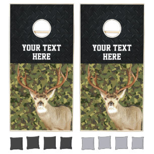 Mule Deer Hunting Green Camo Custom Sports Cornhole Set