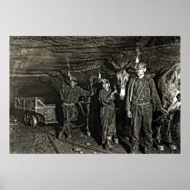 MULE DRIVERS in COAL MINE  1908 Poster (Front)
