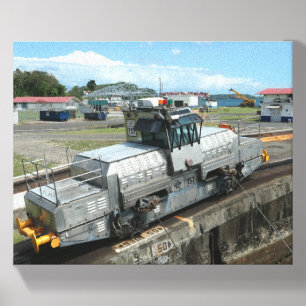 Mule Guiding Ship Through Panama Canal Canvas Photo Tile