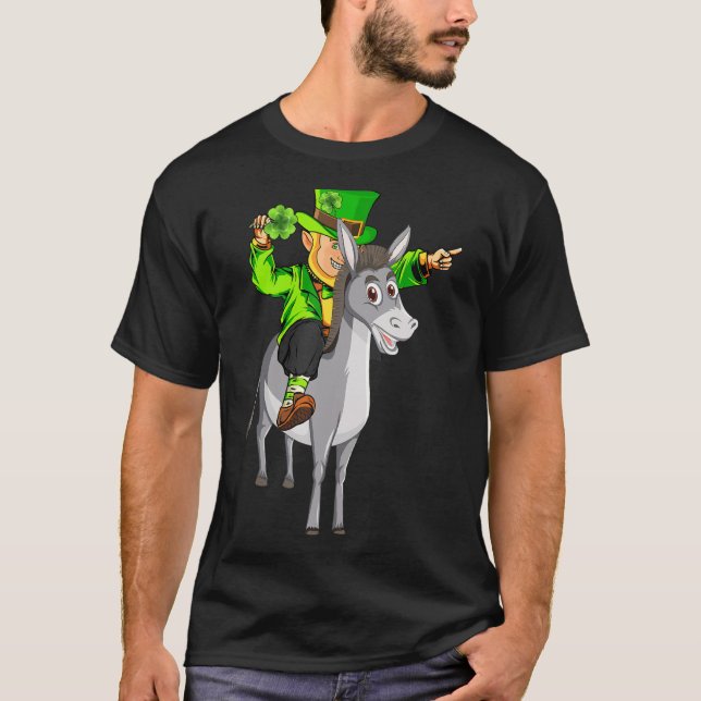 Mule   Leprechaun Riding Mule St Patrick's Day T-Shirt (Front)